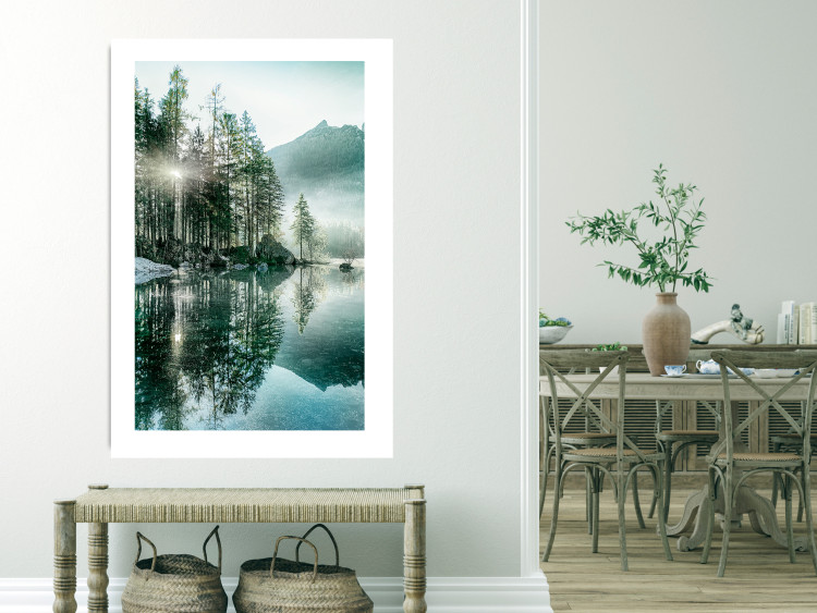 Wall Poster Morning by the Lake - lake landscape with trees and sunrise 137229 additionalImage 23
