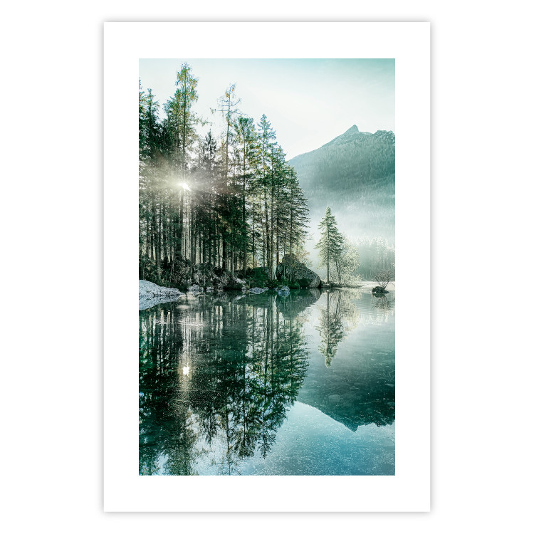 Wall Poster Morning by the Lake - lake landscape with trees and sunrise 137229 additionalImage 13