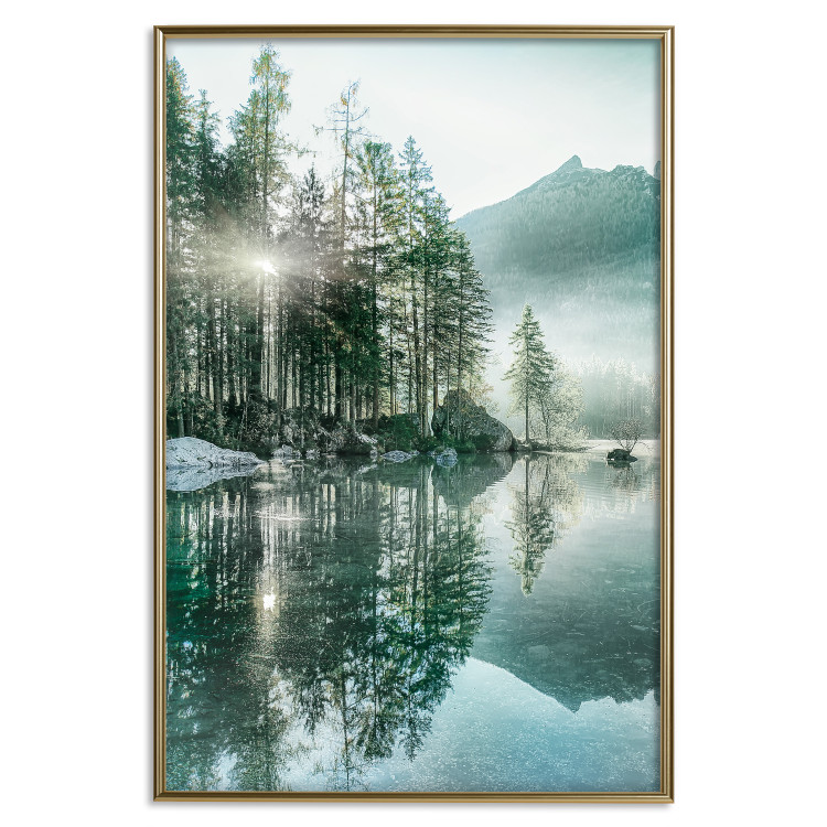 Wall Poster Morning by the Lake - lake landscape with trees and sunrise 137229 additionalImage 11