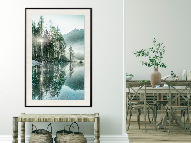 Wall Poster Morning by the Lake - lake landscape with trees and sunrise 137229 additionalImage 25