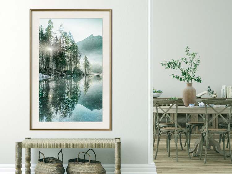Wall Poster Morning by the Lake - lake landscape with trees and sunrise 137229 additionalImage 26