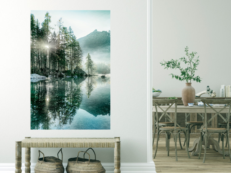 Wall Poster Morning by the Lake - lake landscape with trees and sunrise 137229 additionalImage 17