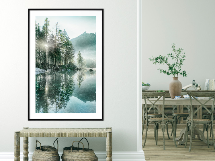 Wall Poster Morning by the Lake - lake landscape with trees and sunrise 137229 additionalImage 27