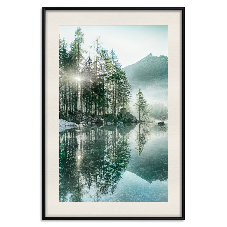 Wall Poster Morning by the Lake - lake landscape with trees and sunrise 137229 additionalImage 17