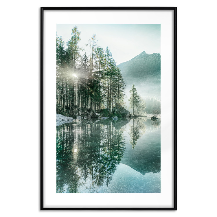 Wall Poster Morning by the Lake - lake landscape with trees and sunrise 137229 additionalImage 14