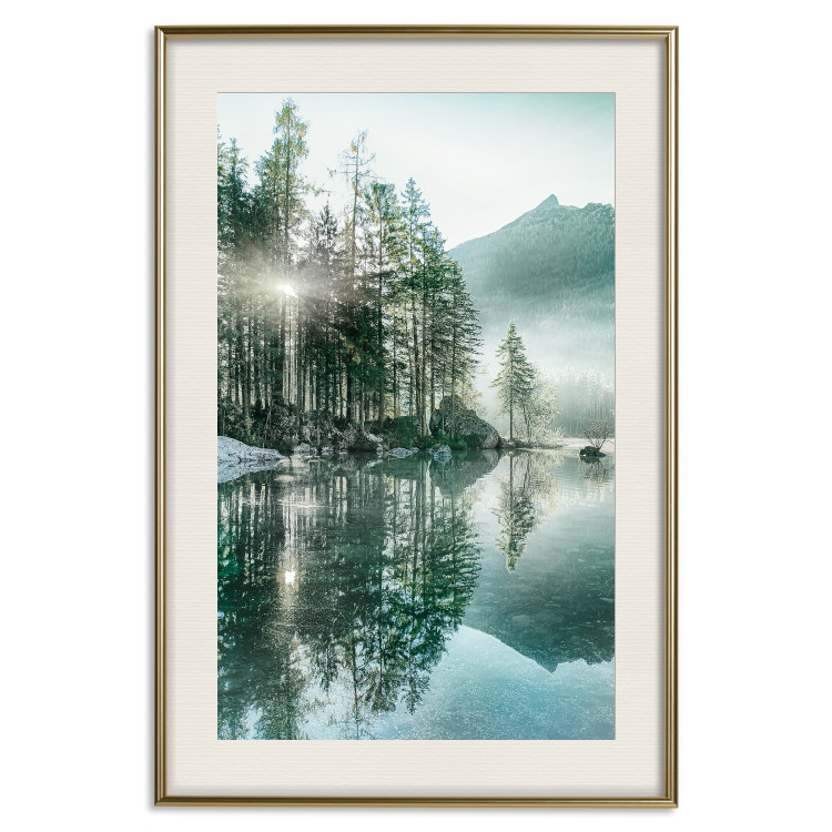 Wall Poster Morning by the Lake - lake landscape with trees and sunrise 137229 additionalImage 18
