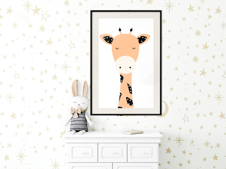 Poster Funny Giraffe - colorful amusing animal on a white contrasting background 138129 additionalImage 25