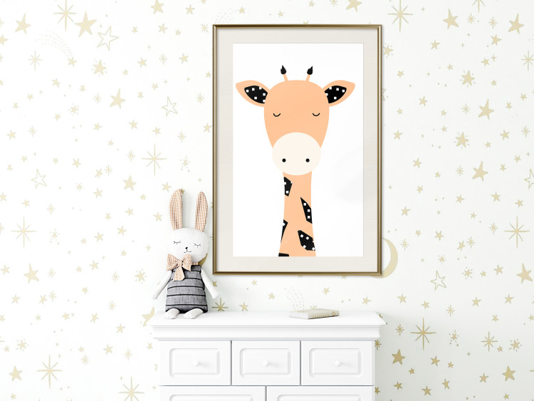 Poster Funny Giraffe - colorful amusing animal on a white contrasting background 138129 additionalImage 26