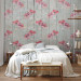 Wall Mural Red vintage poppies - solid background with plant motif pattern 142729 additionalThumb 2
