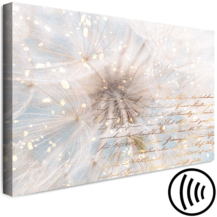 Canvas Art Print Enchanted Dandelions (1-piece) Wide - floral motif and writings 143129 additionalImage 6