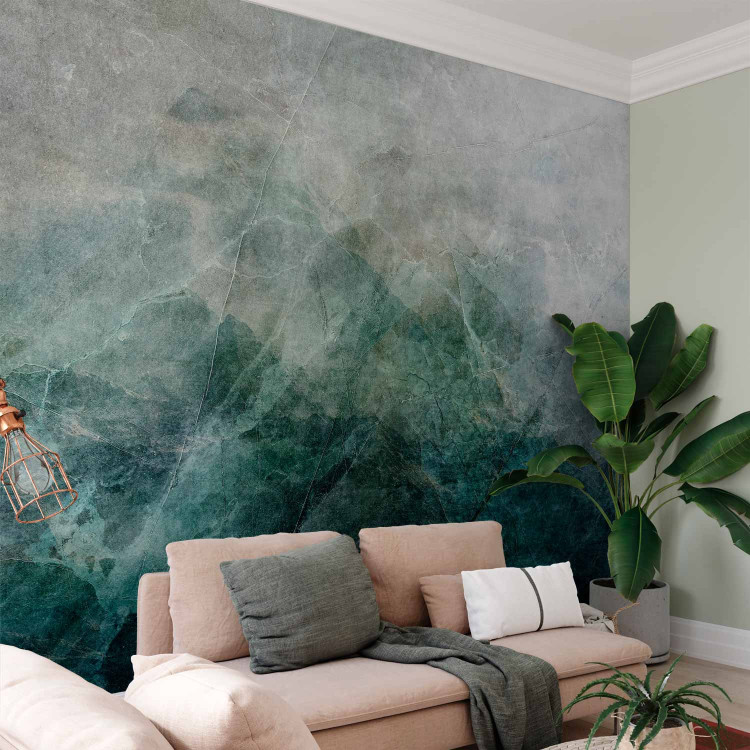 Wall Mural In an ocean of mist - turquoise abstract combining mountain and seascape 143329
