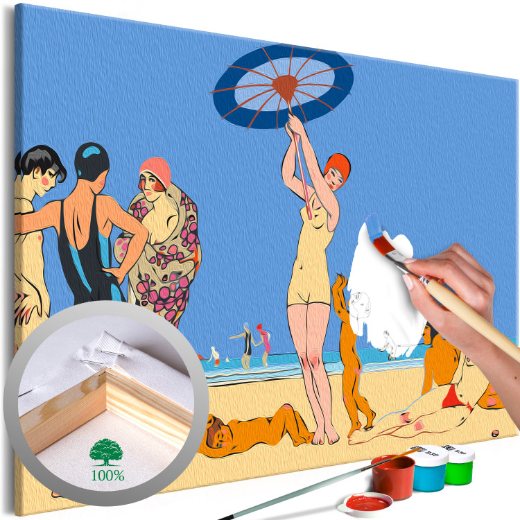 Paint by Number Kit On the Beach - Group of Acquaintances by the Sea, Blue Sky 144129