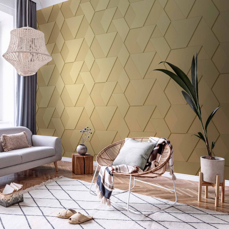 Wall Mural Geometric shapes - minimalist composition in golden colour 144629