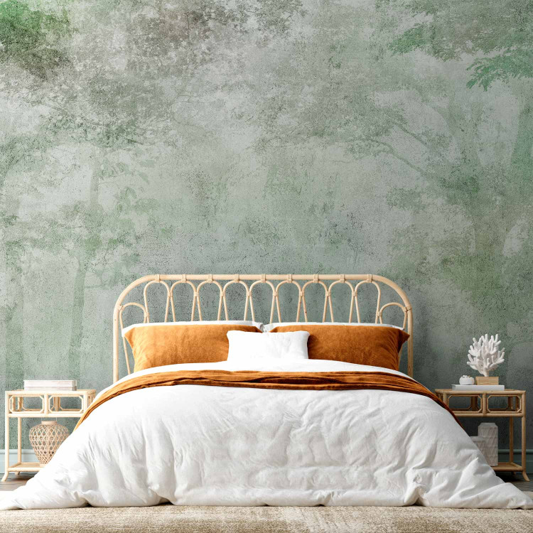 Wall Mural Forest in the Morning - Green Trees on a Delicate Light Texture 146429 additionalImage 2