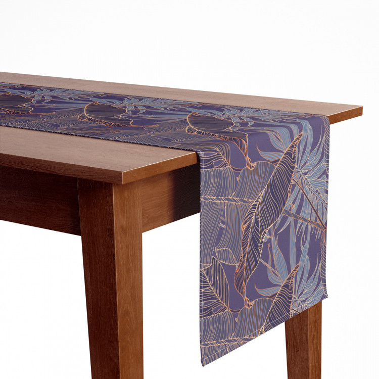 Table Runner Gold leafing - graphic floral motif with leaves in linear art 147329 additionalImage 5