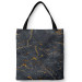 Shopping Bag Cracked magma - graphite imitation stone pattern with golden streaks 147629
