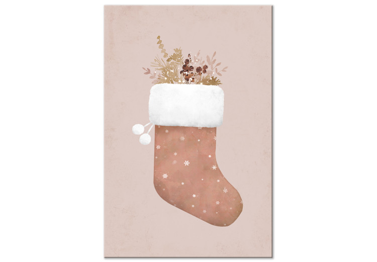 Canvas Pastel Christmas - Holiday Stocking With Plant Twigs 148029