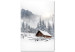 Canvas Art Print Winter Morning - Sunrise Landscape Over the Mountains, Forest and a Cottage 148429