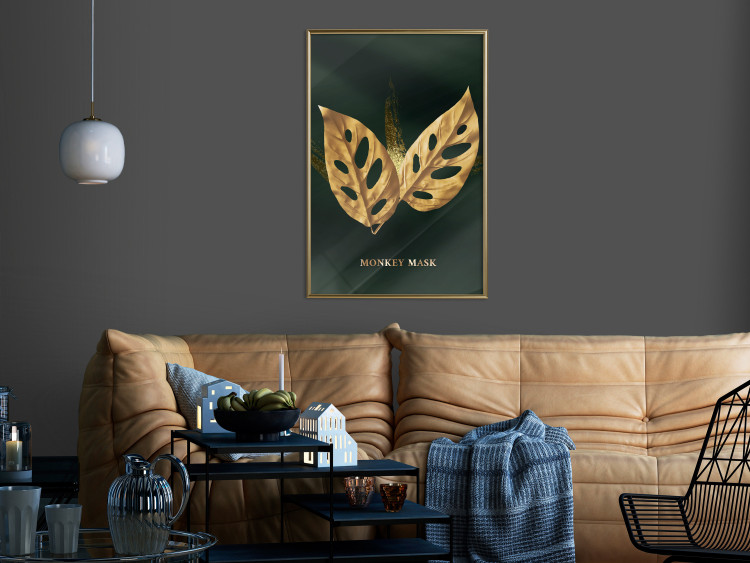 Wall Poster Monkey Monstera in Gold - Majestic Leaves of a Perforated Plant 148829 additionalImage 14