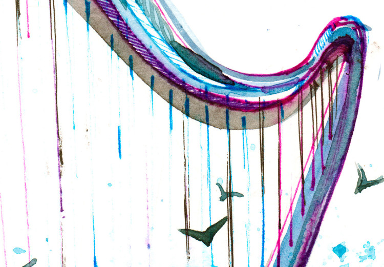 Canvas Harp and Waves - Musical Theme With Birds Painted With Watercolor 149829 additionalImage 5