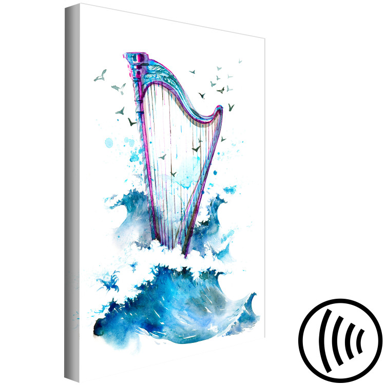 Canvas Harp and Waves - Musical Theme With Birds Painted With Watercolor 149829 additionalImage 6