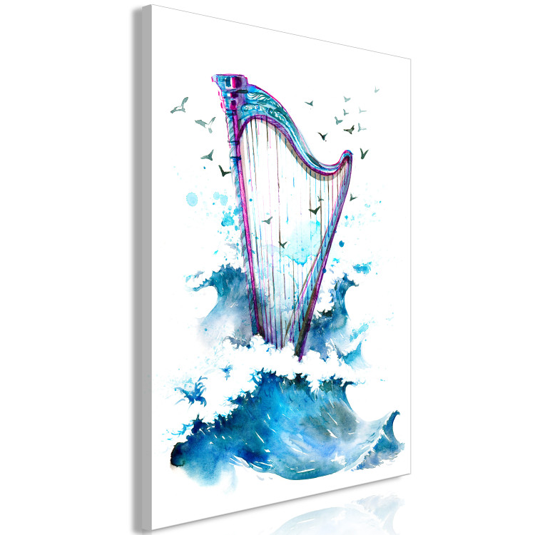Canvas Harp and Waves - Musical Theme With Birds Painted With Watercolor 149829 additionalImage 2
