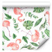 Modern Wallpaper Exotic Pattern - Pink Flamingos and Green Leaves on a White Background 150029 additionalThumb 6