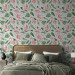 Modern Wallpaper Exotic Pattern - Pink Flamingos and Green Leaves on a White Background 150029 additionalThumb 4