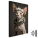 Canvas Art Print AI Sphinx Cat - Animal Portrait With Long Ears and Plant Jewelry - Vertical 150129 additionalThumb 8