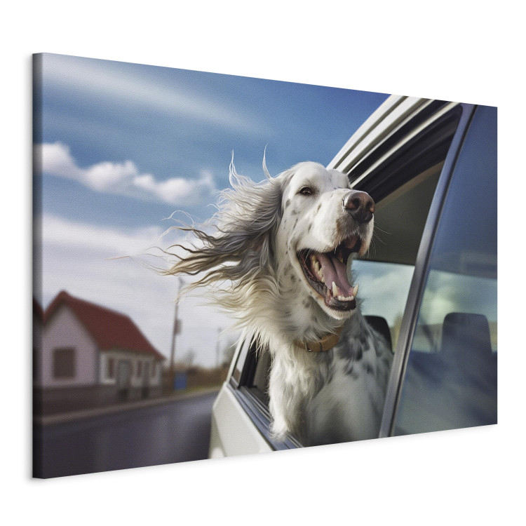 Canvas Art Print AI Dog English Setter - Animal Catching Air Rush While Traveling by Car - Horizontal 150229 additionalImage 2