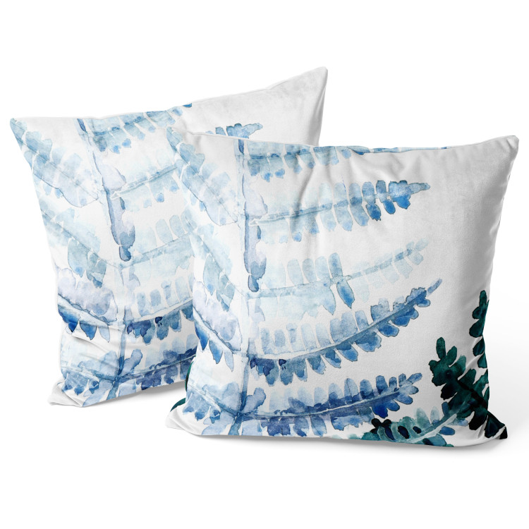 Decorative Velor Pillow Fern Leaf - Organic Composition With Blue Watercolor Plant 151329 additionalImage 2
