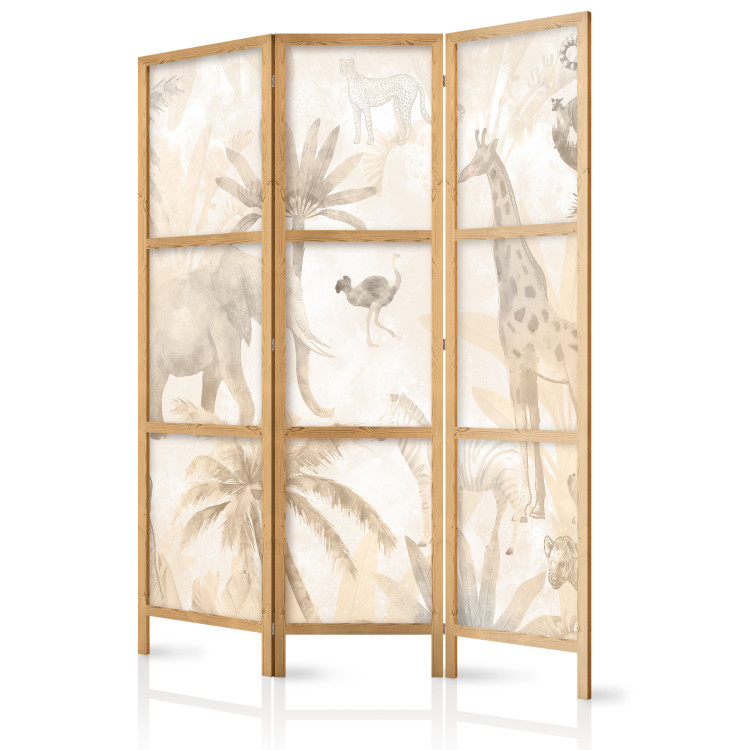 Room Divider Tropical Safari - Wild Animals in Beige Shades on a White Background [Room Dividers] 151729 additionalImage 5