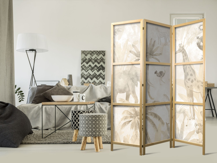 Room Divider Tropical Safari - Wild Animals in Beige Shades on a White Background [Room Dividers] 151729 additionalImage 8