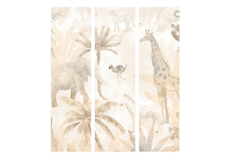 Room Divider Tropical Safari - Wild Animals in Beige Shades on a White Background [Room Dividers] 151729 additionalImage 7