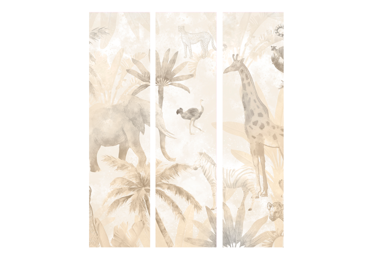 Room Divider Tropical Safari - Wild Animals in Beige Shades on a White Background [Room Dividers] 151729 additionalImage 3