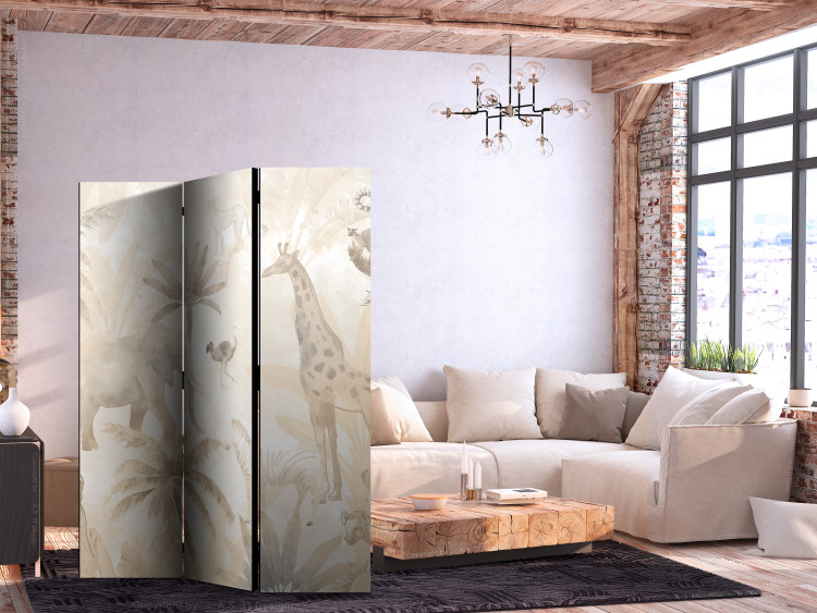 Room Divider Tropical Safari - Wild Animals in Beige Shades on a White Background [Room Dividers] 151729 additionalImage 4
