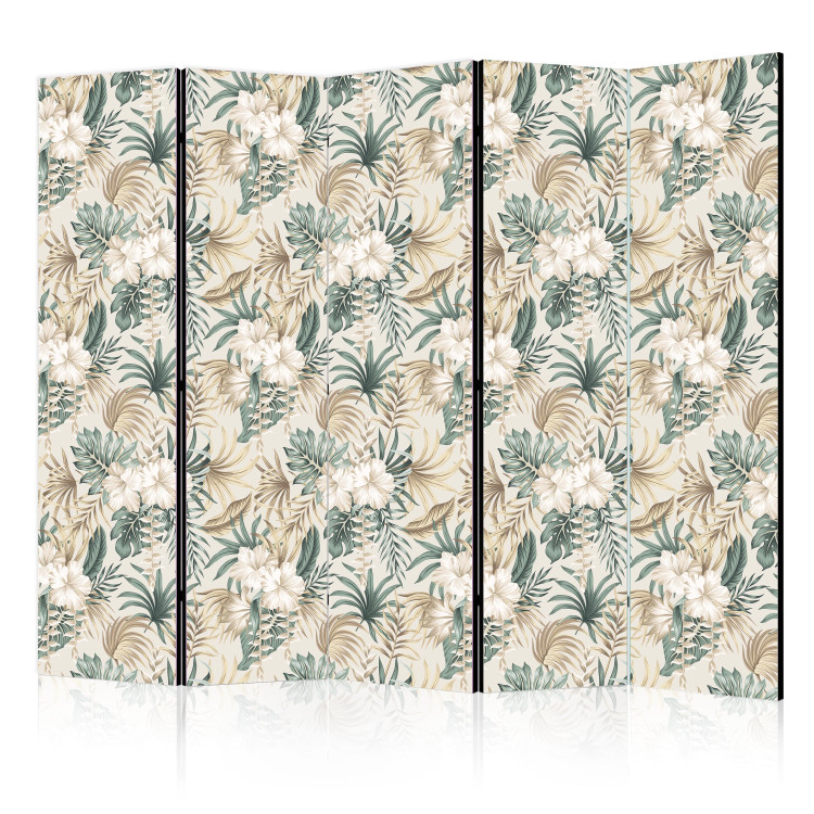 Room Divider Blooming Wildness - Tropical Plants on a Beige Background II [Room Dividers] 152029