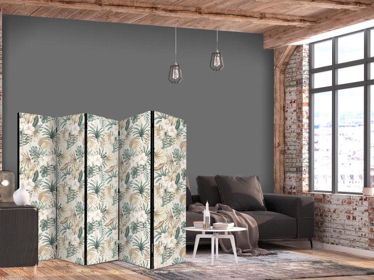 Room Divider Blooming Wildness - Tropical Plants on a Beige Background II [Room Dividers] 152029 additionalImage 4