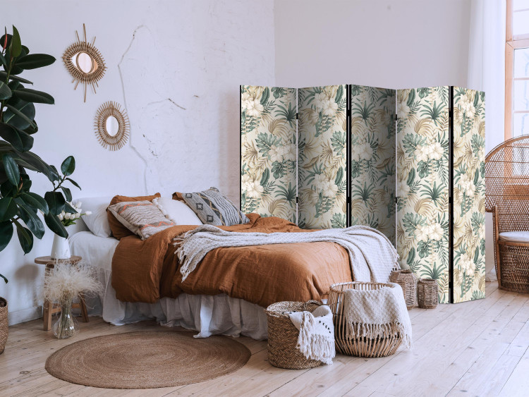 Room Divider Blooming Wildness - Tropical Plants on a Beige Background II [Room Dividers] 152029 additionalImage 2
