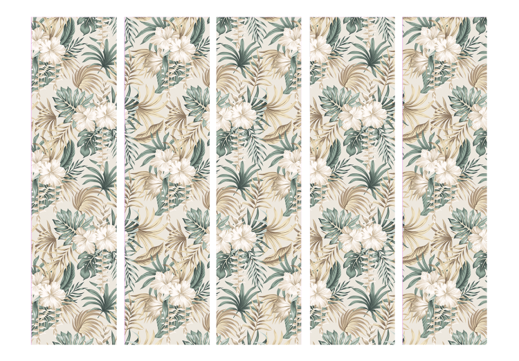 Room Divider Blooming Wildness - Tropical Plants on a Beige Background II [Room Dividers] 152029 additionalImage 3