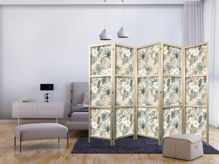 Room Divider Blooming Wildness - Tropical Plants on a Beige Background II [Room Dividers] 152029 additionalImage 8