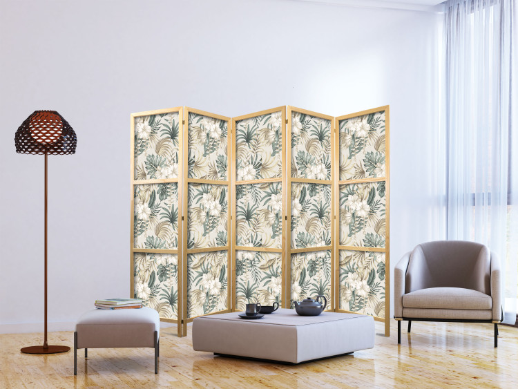 Room Divider Blooming Wildness - Tropical Plants on a Beige Background II [Room Dividers] 152029 additionalImage 6