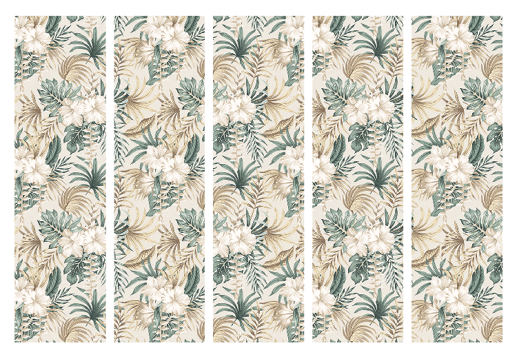 Room Divider Blooming Wildness - Tropical Plants on a Beige Background II [Room Dividers] 152029 additionalImage 7