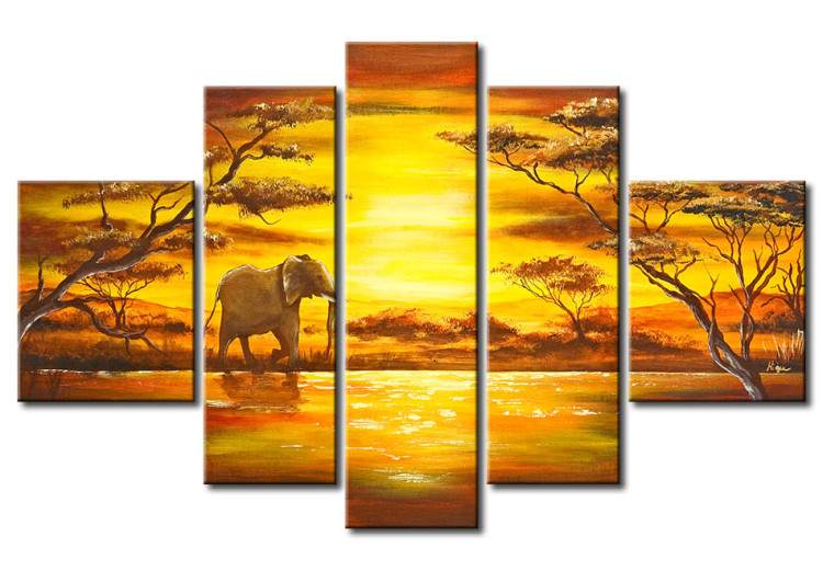 Canvas Art Print An elephant at the watering hole 49229