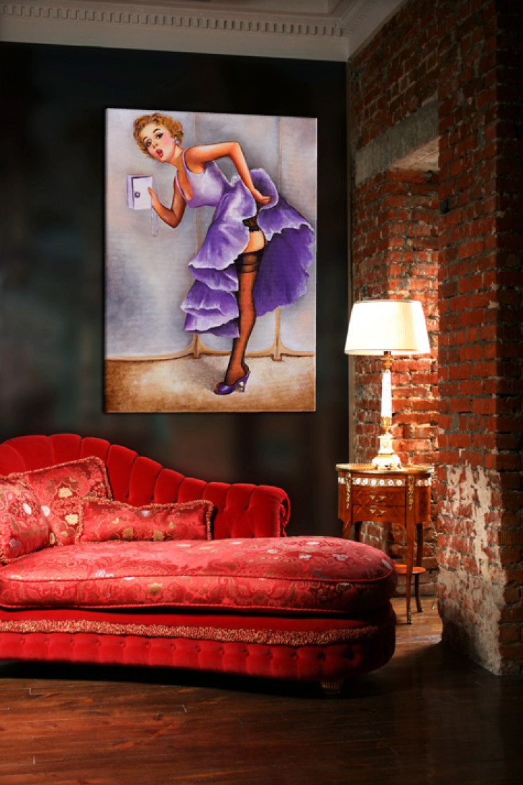 Canvas Retro woman - a fancy figure of a woman from the 40s and 50s 49429 additionalImage 2