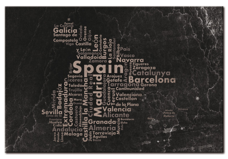 Canvas Print Text map of Spain on the blackboard 55329