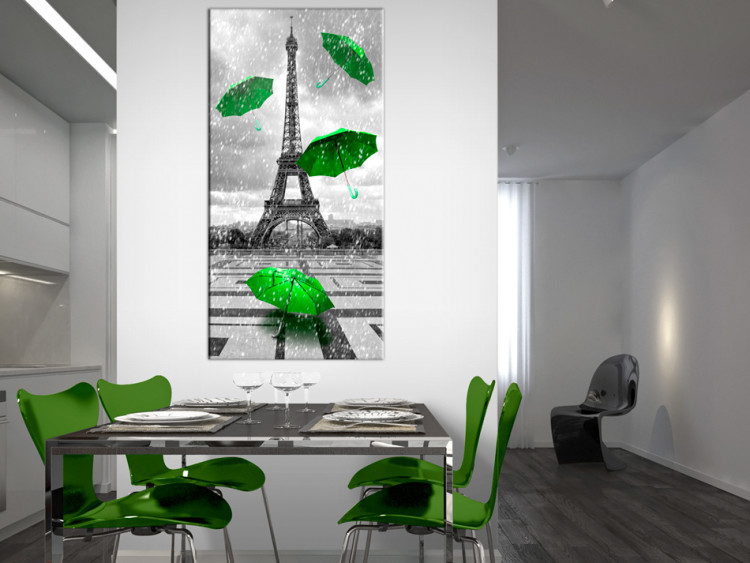 Canvas Print Paris: Green Umbrellas 91929 additionalImage 3