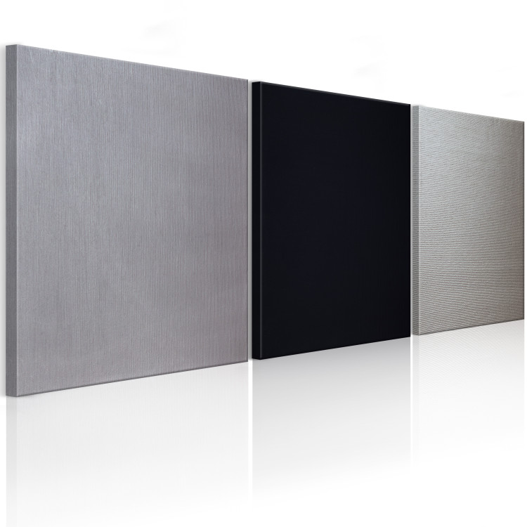 Canvas Print Graphite Trio (3-piece) - Industrial Abstraction in Grays 93929 additionalImage 2