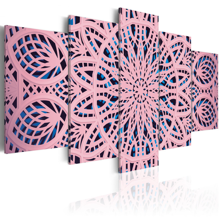 Canvas Print Ethnic Pattern (5-part) - Pink Mandala in Geometric Style 94929 additionalImage 2