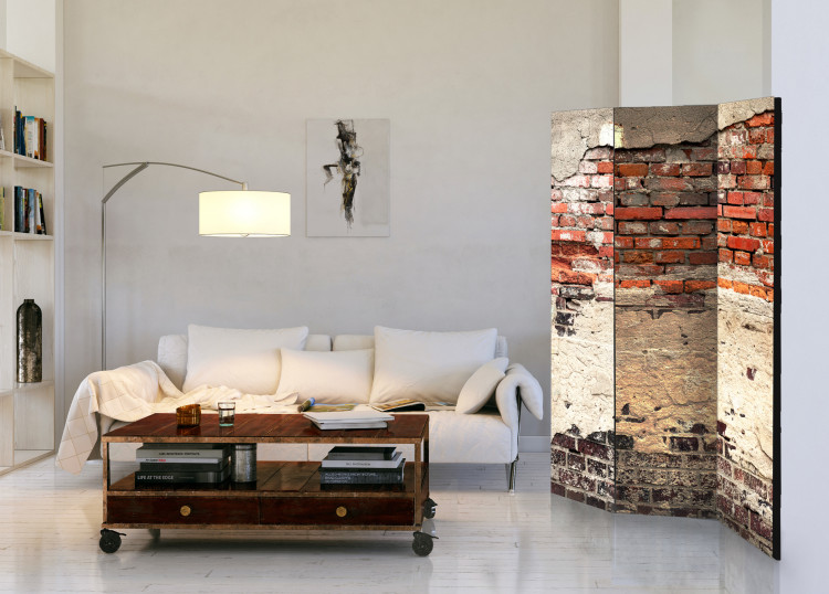 Room Divider City History - urban texture of brick wall with concrete element 95429 additionalImage 2